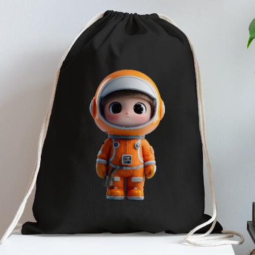 Cute Cartoon Astronaut in Orange Suit - Cotton Drawstring Bag