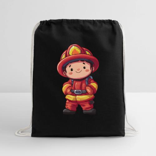Friendly Firefighter Hero - Cotton Drawstring Bag