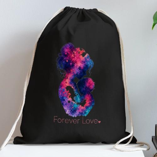 Forever Love-Vibrant Watercolor Mother-Child - Cotton Drawstring Bag