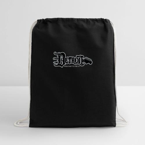 DETROIT GUITAR WTTD BLK SLR REG FONT - Cotton Drawstring Bag