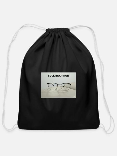 Bull Bear Run Eyewear Graphic - Cotton Drawstring Bag - black