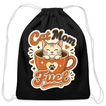 Cat_Mom_Fuel_Coffee_Cup_T-Shirt - Cotton Drawstring Bag - black - Front