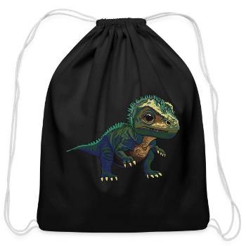 Baby T-Rex – Cute Dinosaur Prehistoric Art - Cotton Drawstring Bag - black - Front