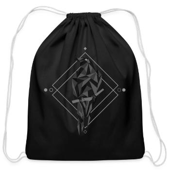 Geometric Raven - Cotton Drawstring Bag - black - Front
