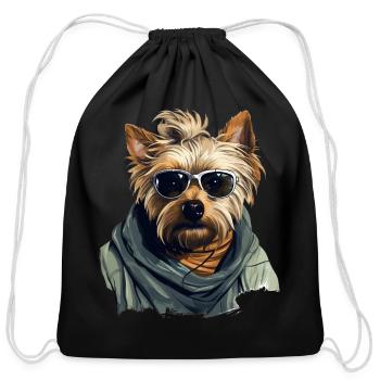 Urban Tinker: Streetwise Yorkshire Terrier Vibes - Cotton Drawstring Bag - black - Front
