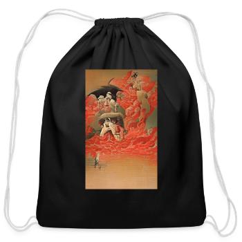 Red Wave - Cotton Drawstring Bag - black - Front