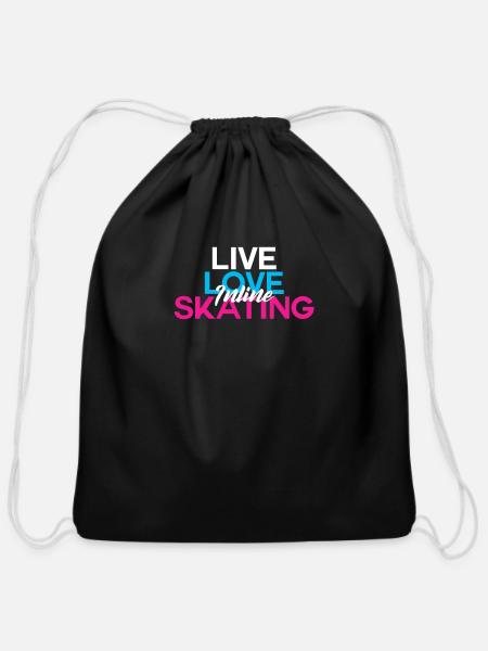 Inline Skating - Cotton Drawstring Bag - black