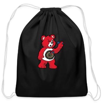 DARTS TEDDY BEAR Dart Player 180 Dartboard Gift - Cotton Drawstring Bag - black - Front