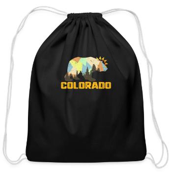 Colorado State Flag Bear Colorado Day Mountains - Cotton Drawstring Bag - black - Front