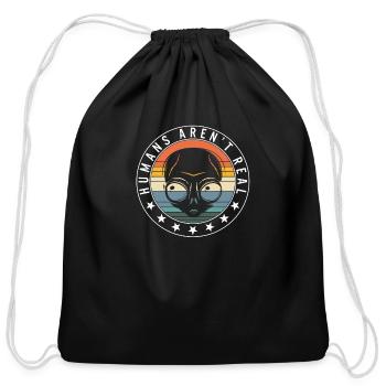 Alien Shirt, Humans Aren't Real Funny Alien Face - Cotton Drawstring Bag - black - Front