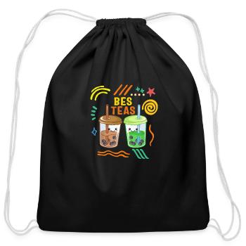 Bes Teas Shirt, Bubble Tea Bubble Milk Tea - Cotton Drawstring Bag - black - Front