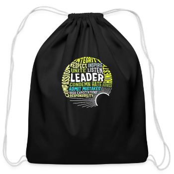 Leadership Shirt, Leader Integrity Unite - Cotton Drawstring Bag - black - Front
