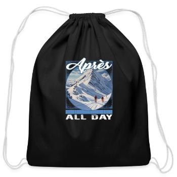 Apres All Day Atmospheric Alpine Depth Descent - Cotton Drawstring Bag - black - Front