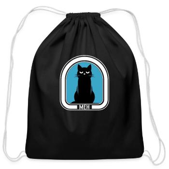 Meh Cat Meow Kitty Kawaii Anime T Shirt - Cotton Drawstring Bag - black - Front