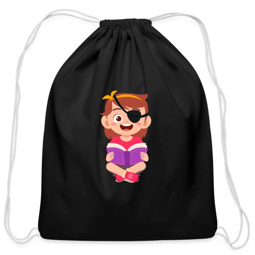Little girl with eye patch - Cotton Drawstring Bag