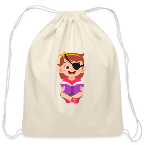 Little girl with eye patch - Cotton Drawstring Bag