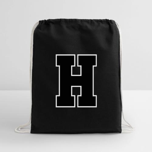 Varsity Letter H Athletic Font Design - Cotton Drawstring Bag