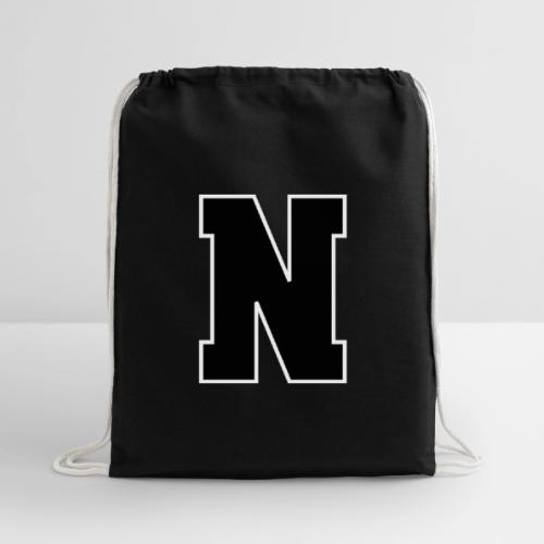 Varsity Letter N Athletic Font Graphic - Cotton Drawstring Bag