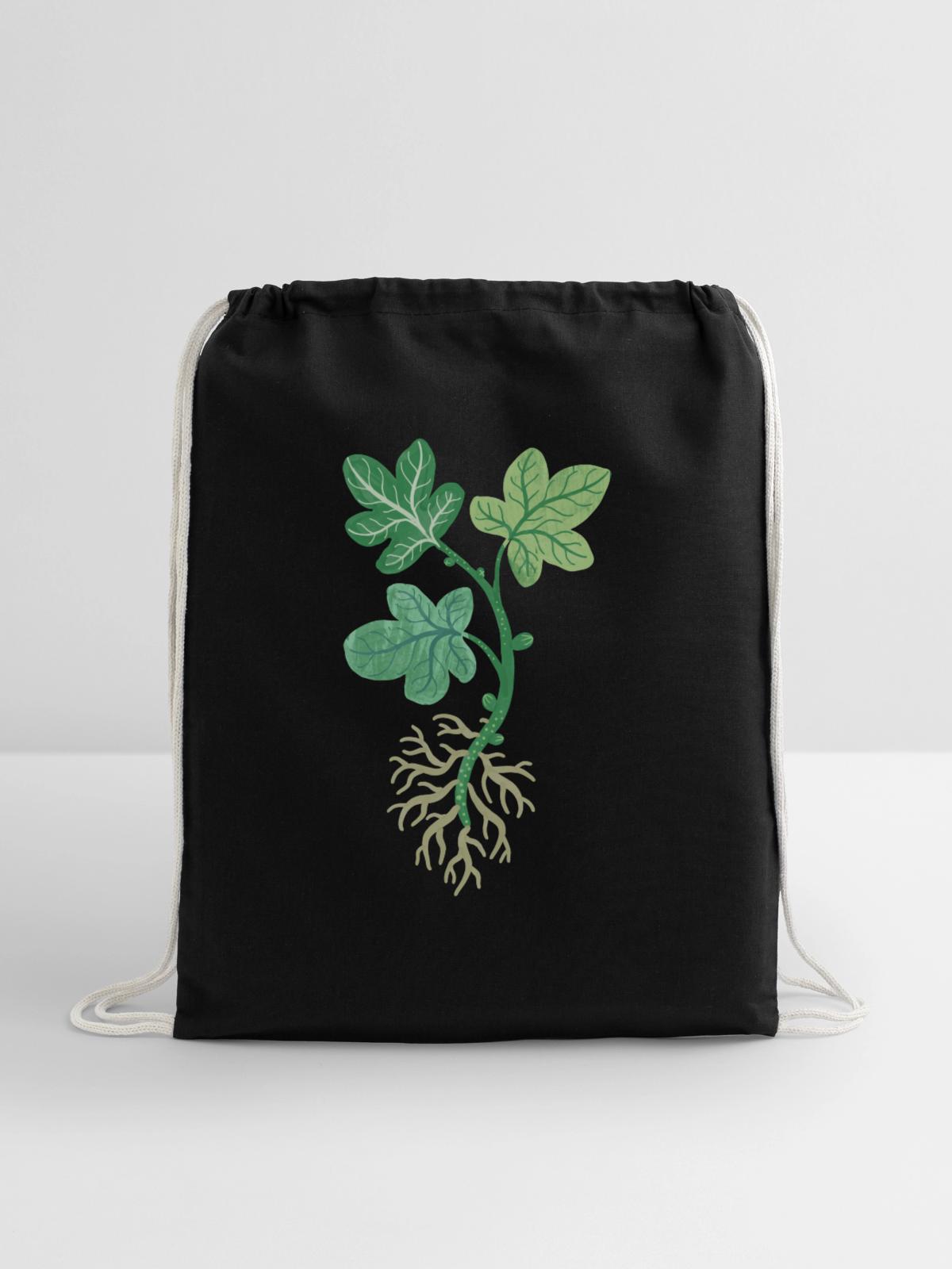 Fig Tree Cutting - Cotton Drawstring Bag - black - Front