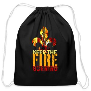 Scout Campfire Burning Design - Cotton Drawstring Bag - black - Front