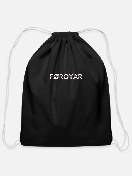 faroe islands, flag faroe islands - Cotton Drawstring Bag - black