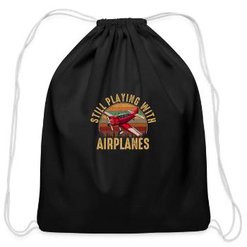 Still Playing With Airplanes RC Plane - Cotton Drawstring Bag - black - Front