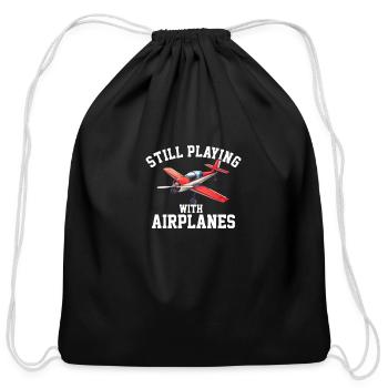Still Playing With Airplanes RC Plane - Cotton Drawstring Bag - black - Front