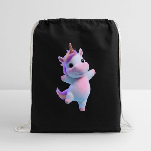 Cute Cartoon Unicorn Dancing Joyfully - Cotton Drawstring Bag