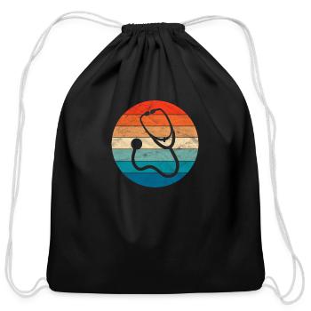 Stethoscope - Cotton Drawstring Bag - black - Front