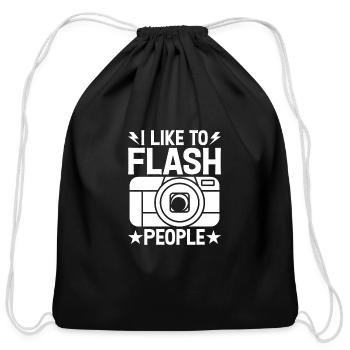 I Like To Flash People - Cotton Drawstring Bag - black - Front