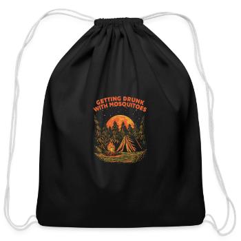Getting Drunk With Mosquitoes Camping Beer Lover C - Cotton Drawstring Bag - black - Front