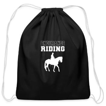Endurance Riding Equestrian Or Horseman Gift - Cotton Drawstring Bag - black - Front