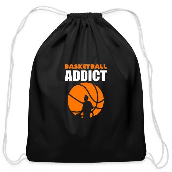 Basketball Addict Athlete Gift - Cotton Drawstring Bag - black - Front