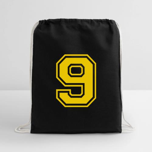 Number 9 in a classic athletic collegiate font - Cotton Drawstring Bag