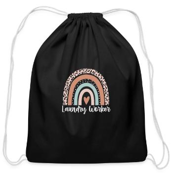 Laundry Worker Rainbow Leopard Funny Laundry - Cotton Drawstring Bag - black - Front
