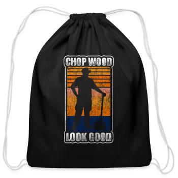 Lumberjack Chainsaw - Cotton Drawstring Bag - black - Front