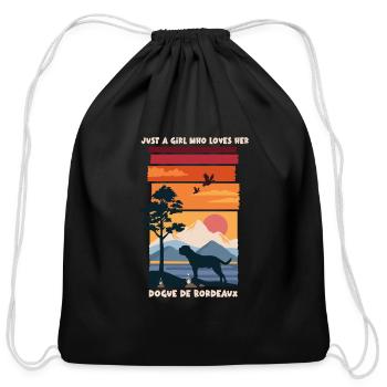 Just a Girl Who Loves Her Dogue de Bordeaux Sunset - Cotton Drawstring Bag - black - Front