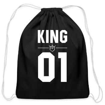 WHITE KING AND QUEEN 01 - Cotton Drawstring Bag - black - Front