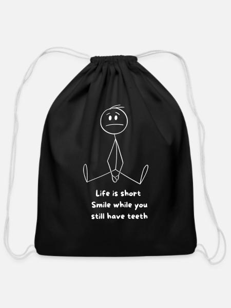 Life is short - Cotton Drawstring Bag - black