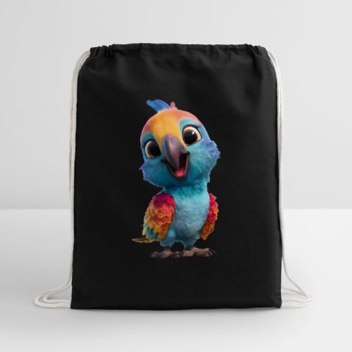 Colorful Cartoon Baby Parrot Design - Cotton Drawstring Bag
