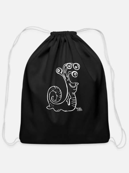 Slimy Snail monster with 4 alien eye - Cotton Drawstring Bag - black