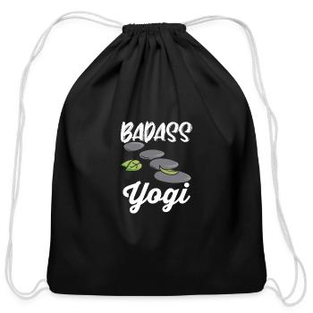 Badass Yogi - Cotton Drawstring Bag - black - Front