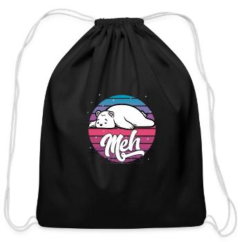 Aesthetic Vaporwave Japanese Otaku Meme Meh Polar - Cotton Drawstring Bag - black - Front