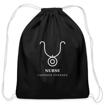 Stethoscope Caffeine Nurse - Cotton Drawstring Bag - black - Front