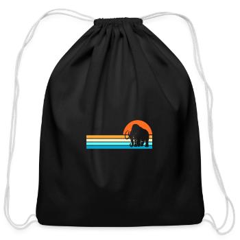 Retro Sunset Woolly Mammoth Elephant Silhouette - Cotton Drawstring Bag - black - Front
