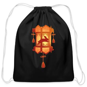 Year Of The Rabbit Lantern - Cotton Drawstring Bag - black - Front
