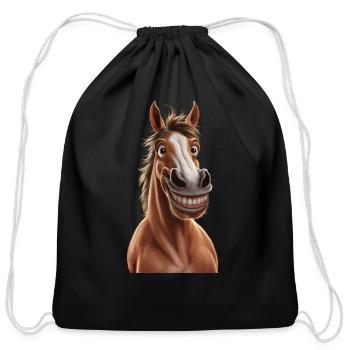 Horse - Cotton Drawstring Bag - black - Front