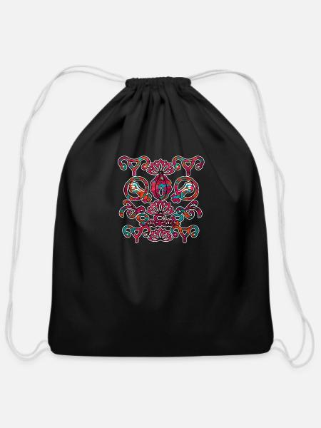 Pink Floral Feminist Ugly Christmas - Cotton Drawstring Bag - black