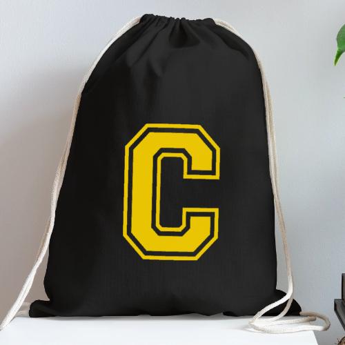 Letter C – Capital Athletic Alphabet Monogram - Cotton Drawstring Bag