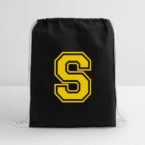 Letter S – Capital Athletic Alphabet Monogram - Cotton Drawstring Bag